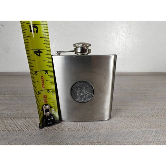 Vintage Stainless Steel 6 Oz Flask With Gettysburg Engraving & Secure Screw Cap - Picture 3 of 8